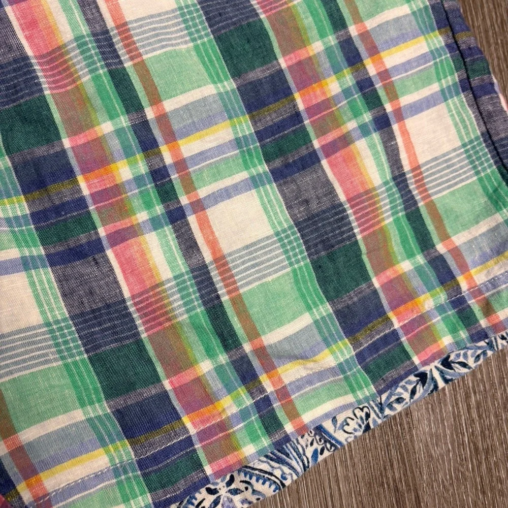 Tommy‎ Bahama Linen Shorts Mens 38 Plaid Paisley Flat Front Reversible 10